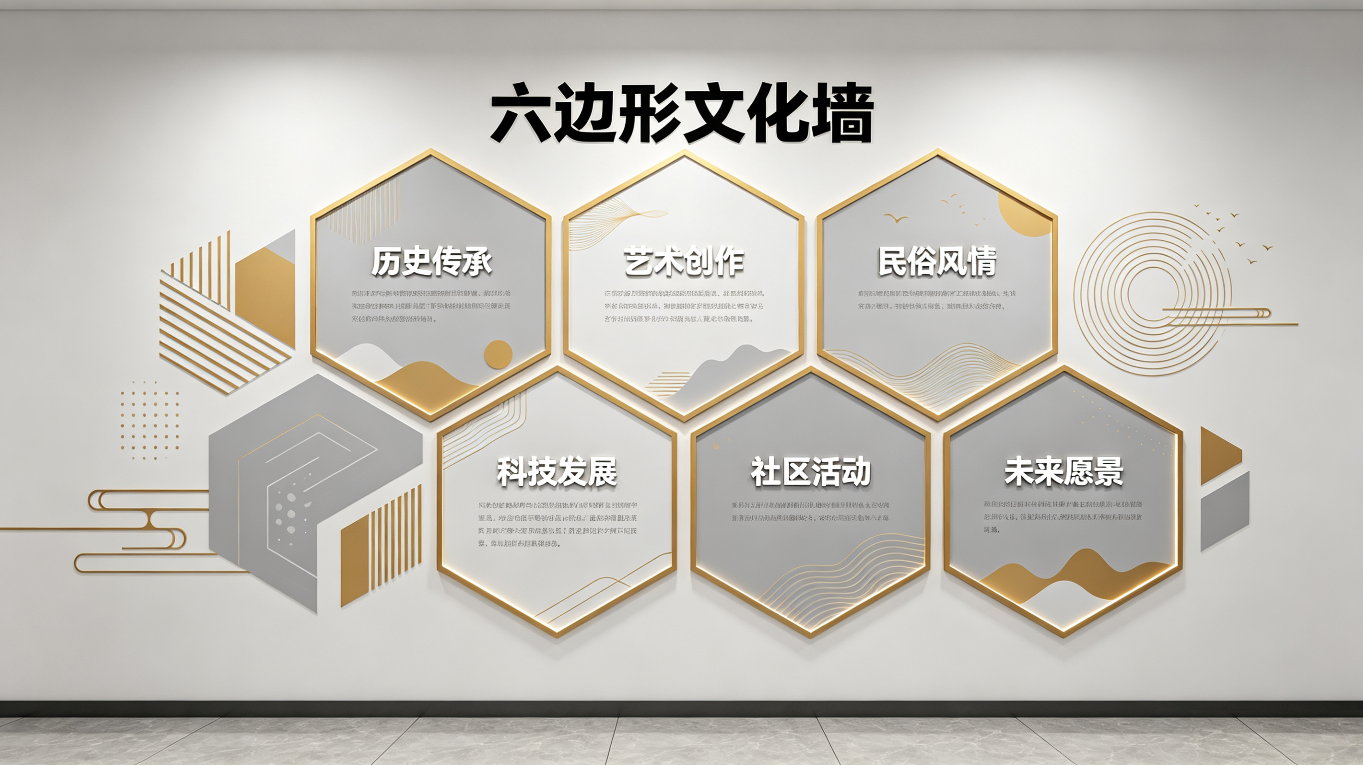 镇康企业文化墙 | 六边形信息美学
